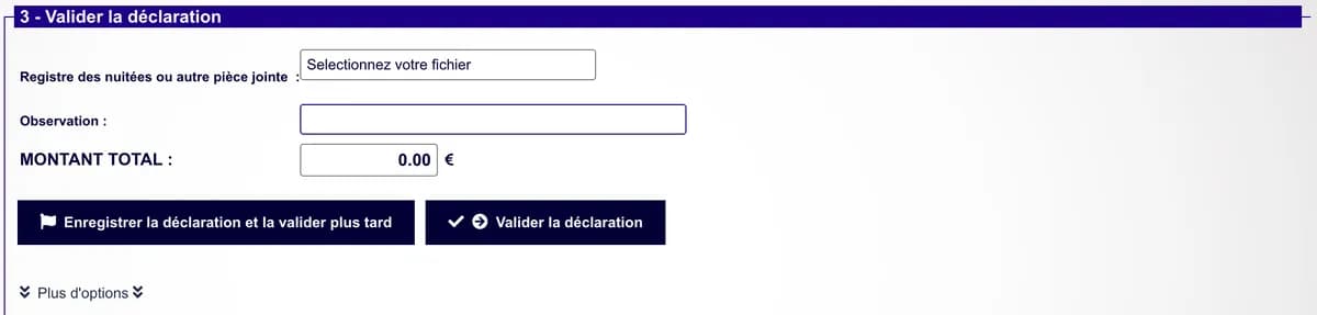 Étape 3 : pièce jointe, observation et boutons d'enregistrement ou de validation